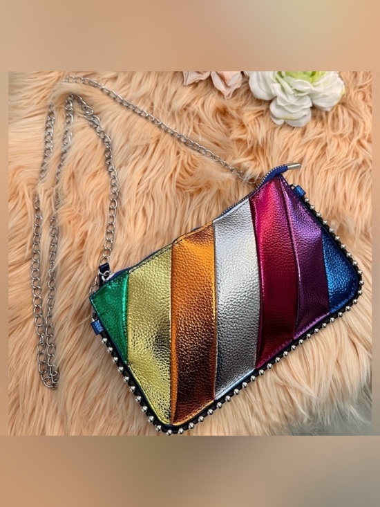 Handbags - Multicolor Metallic Stud Women's Crossbody Handbag With Chain Strap NEW!